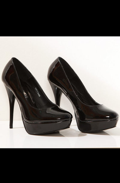 3120-1 Lacquered high heels and platform - black