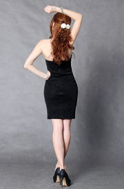 4102-3 of the shining Crash dress with pleats on the bust with lining - black