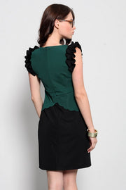 3920-3 Vest dress with decorative frills - green