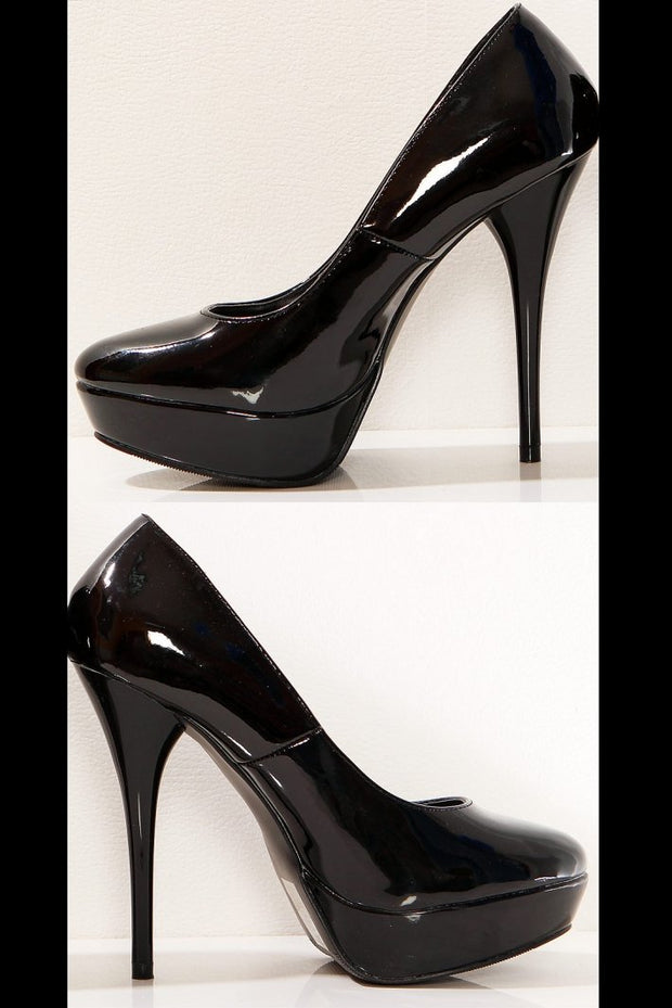 3120-1 Lacquered high heels and platform - black