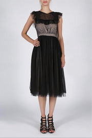SOKY SOKA  DRESS BLACK-NUDE 57004-3