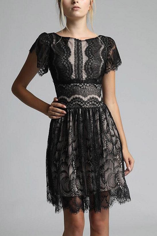 SOKY SOKA  DRESS BLACK-NUDE 600012-2