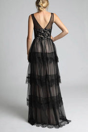 SOKY SOKA  DRESS BLACK-NUDE 62002-2