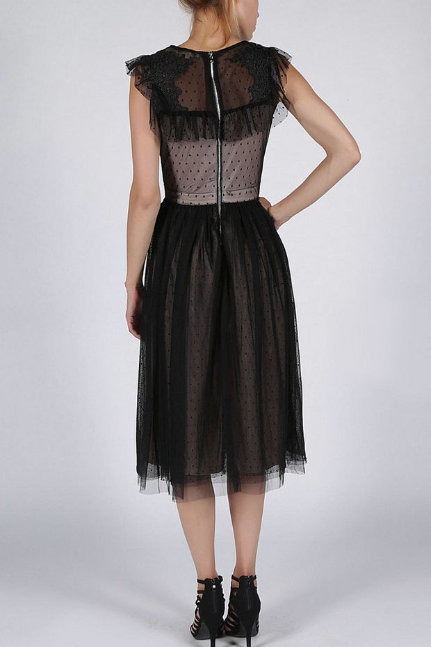 SOKY SOKA  DRESS BLACK-NUDE 57004-3