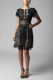 SOKY SOKA  DRESS BLACK-NUDE 600012-2