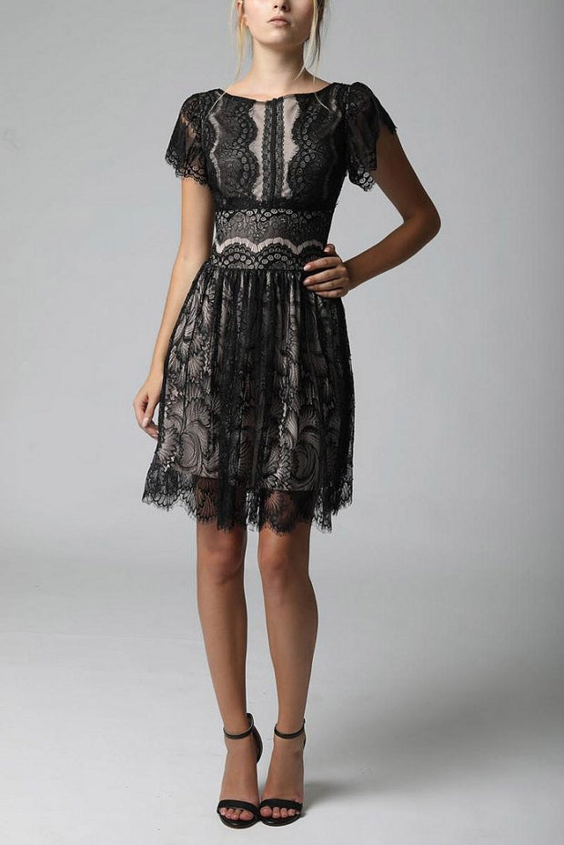 SOKY SOKA  DRESS BLACK-NUDE 600012-2